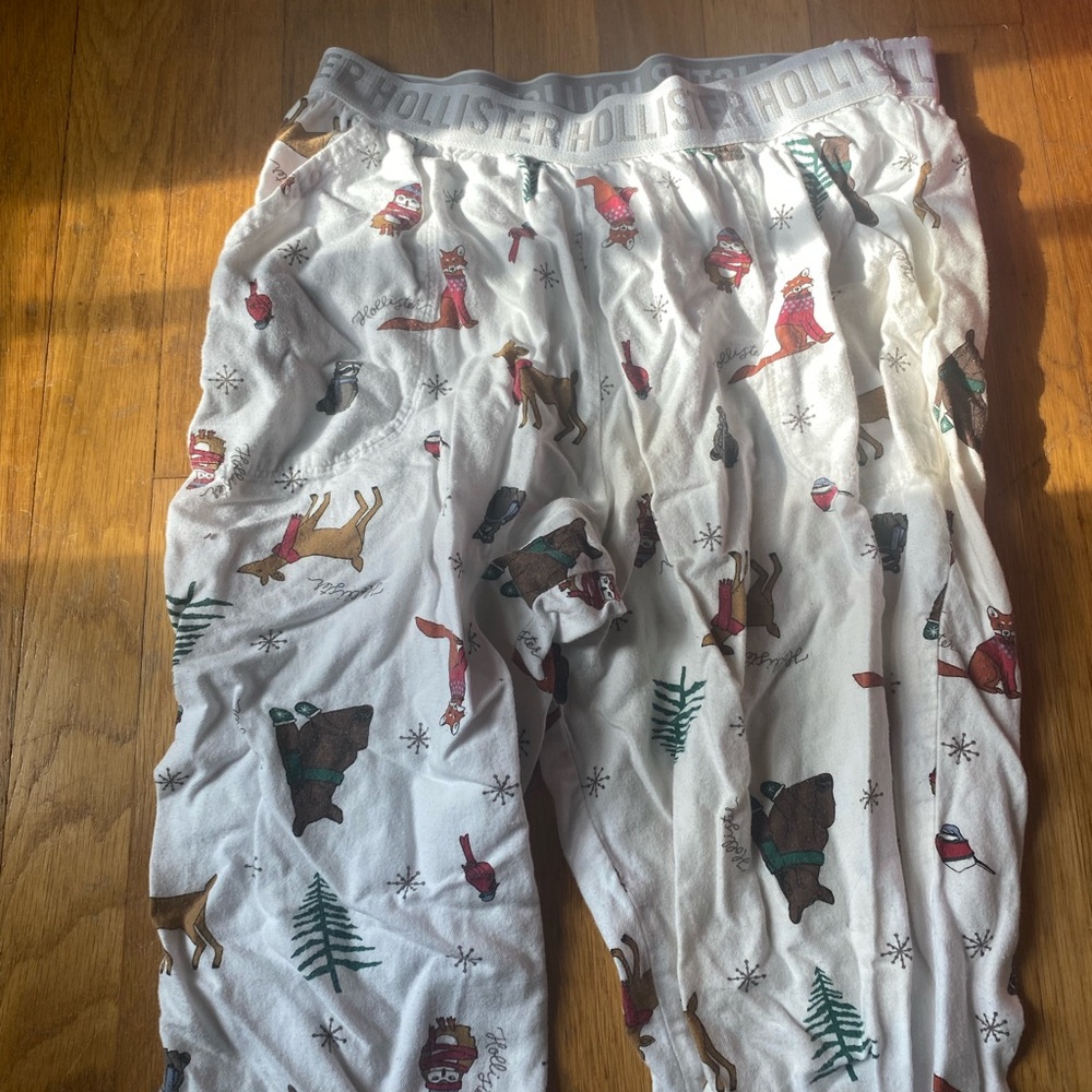 Hollister Holiday Pajama Bottoms with  Woodland Print